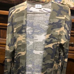 Camo Open Front Cardigan